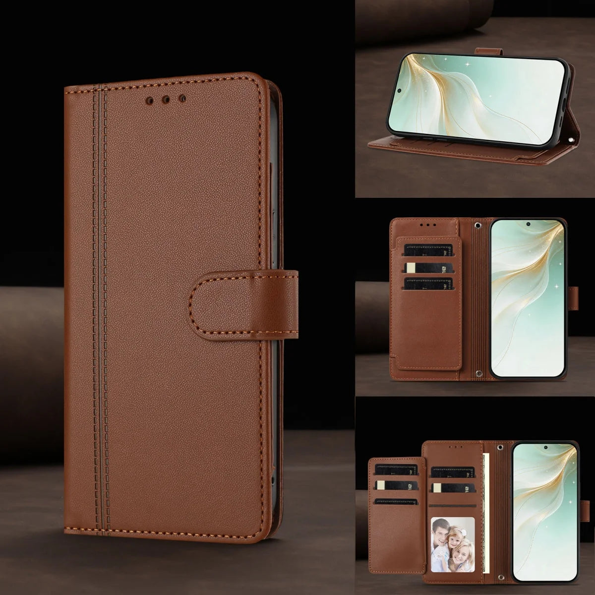 Luxury Premium Leather Wallet Case For iPhone 17 16 15 14 13 12 17 Pro Max Plus Air 17e 16e Wallet Card Slot Magnetic Flip Cover