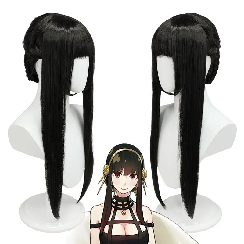 Halloween Party Anime Yor Forger Cosplay Outfit Gothic Assassin Black Red Skirt Dress Suit Uniform Long Hair Wig Earrings
