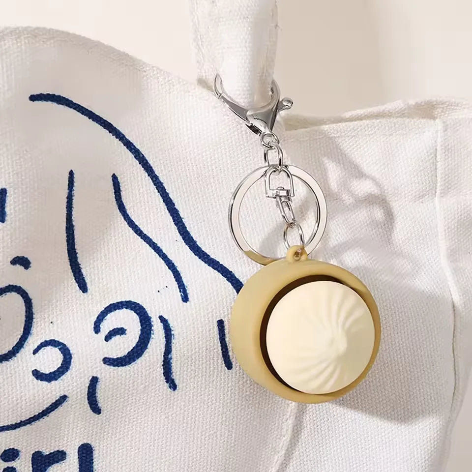 2026 Simulation Dumpling Keyboard Clicker Stress Relief Toy LED Glowing Cute Dumpling Keychain for GiftBags Pendant Party Favors