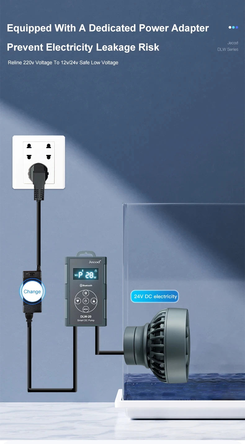 Jebao Jecod 2024 DLW Series Bluetooth Wave Pump for Aquarium App Control DC Saltwater Fish Tank Intelligent Mute Water Pump