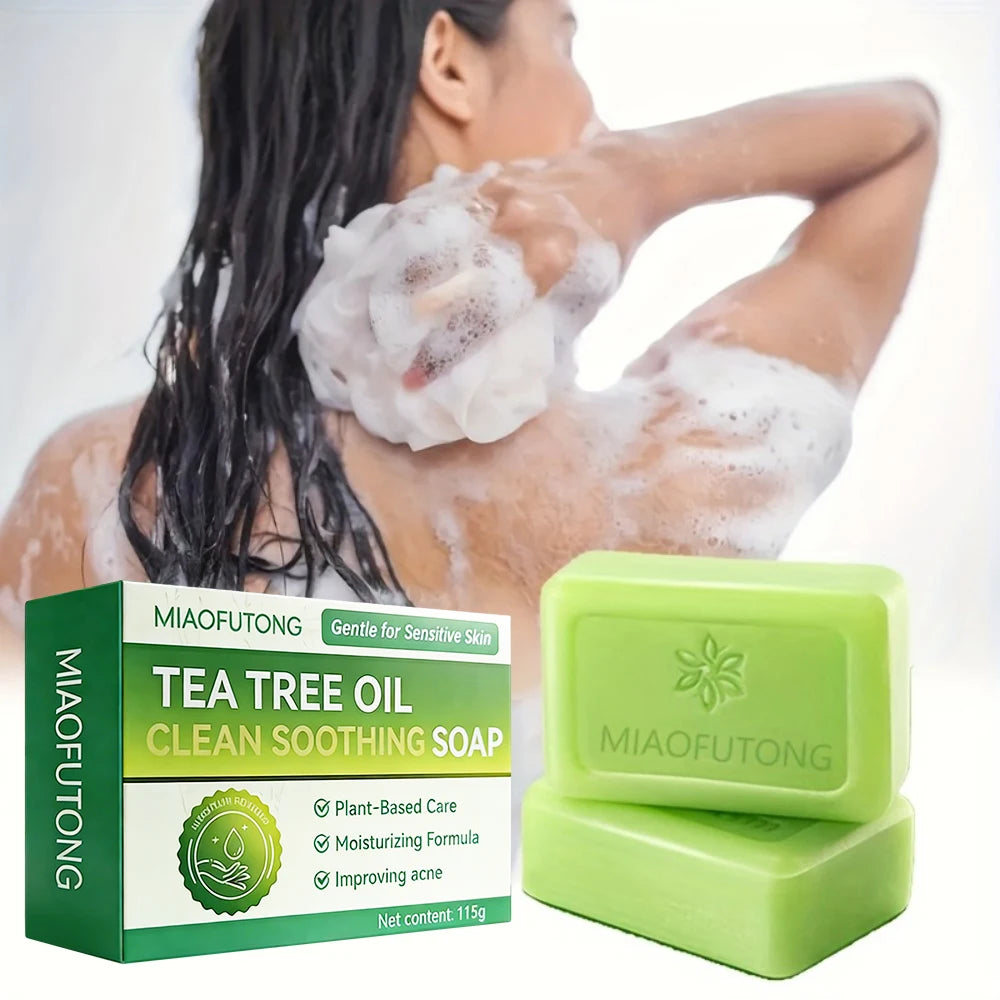 MIAOFUTONG Gentle for Sensitive Skin TEA TREE OIL ANTI-FUNGAL SOAP Plant-Based Care Moisturizing Formula Improving Acne