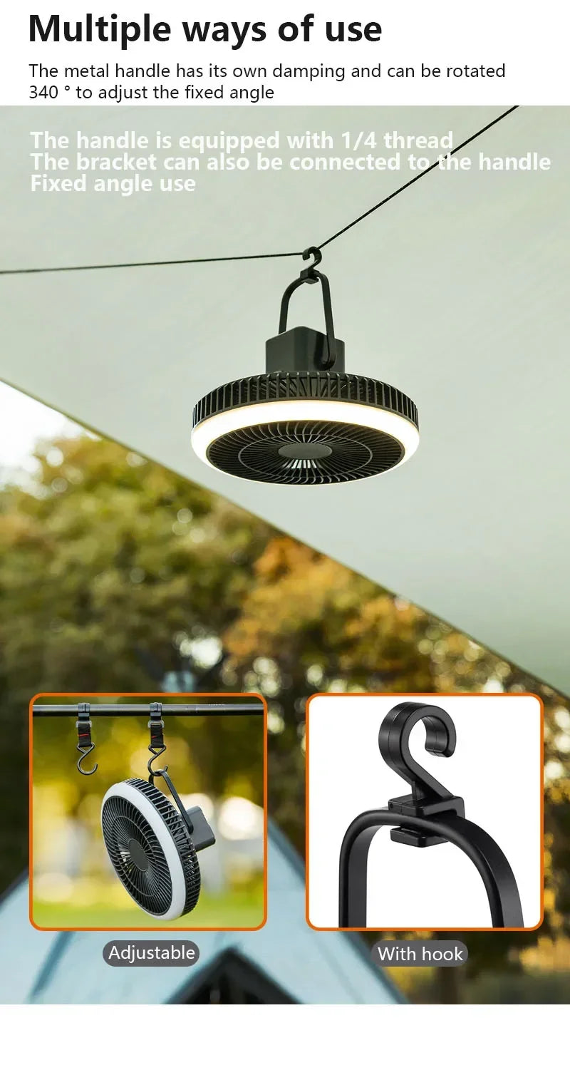 Outdoor Portable Remote Control Camping Fan Retractable Tripod Floor Fan USB Rechargeable 10000mAh Tent Ceiling Fan Ventilator