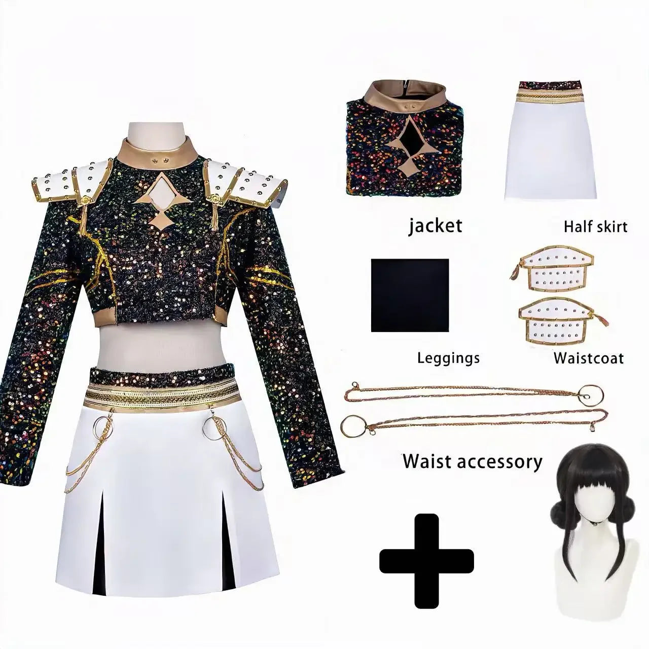 Halloween   Rumi Zoey Mira Stage Performance Outfit Cosplay Costume with Wig Role Playi Suit