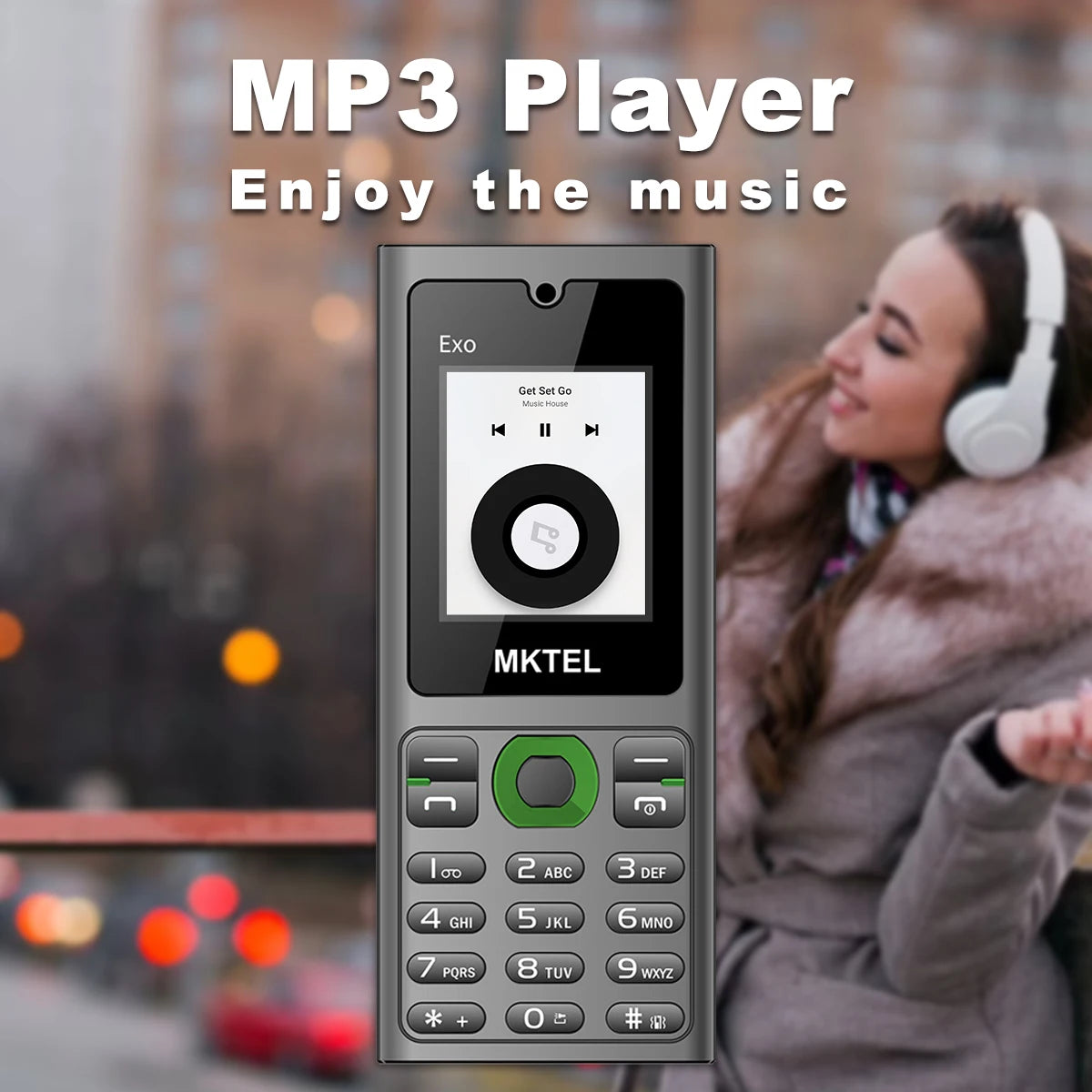 MKTEL EXO Feature Phone Senior Mobile Phone Dual SIM Dual Standby 1.77" Display GSM MP3 MP4 FM Radio Strong Torch Loud Speaker