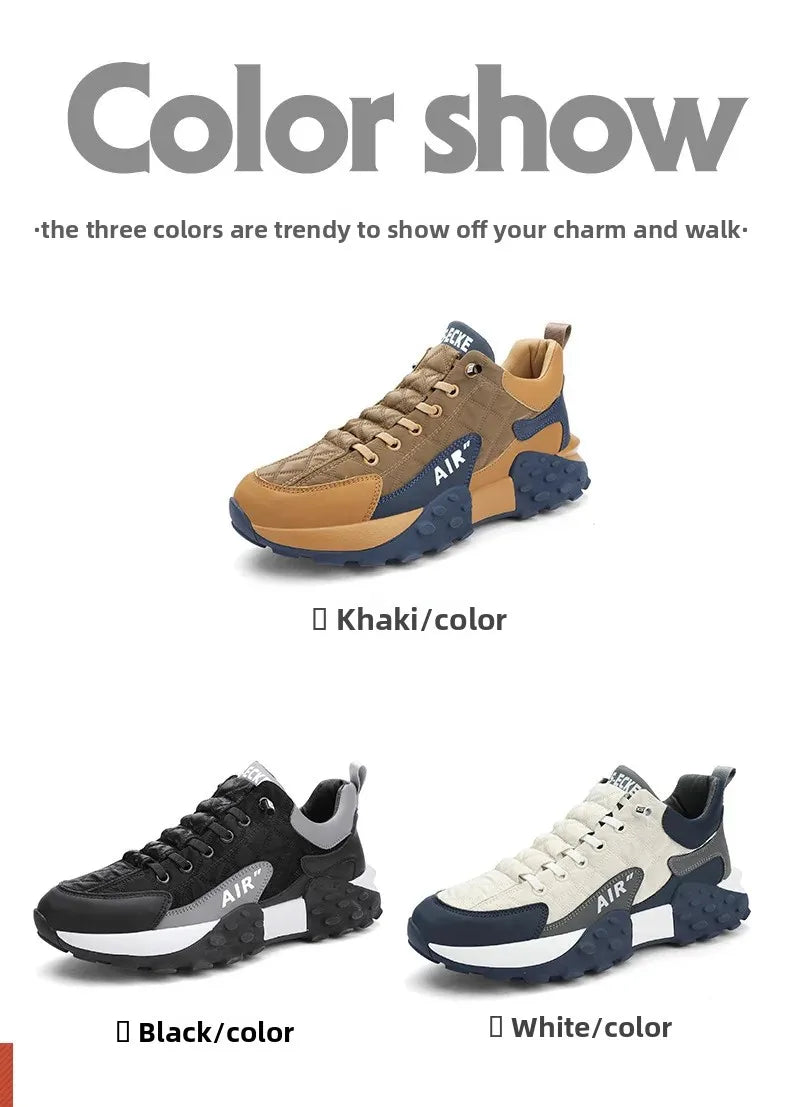 Men's Spring New Sport Shoes Casual Classic Trendy Thick Bottom Leisure Shoes Breathable Microfiber Upgraded Spring Autumn
