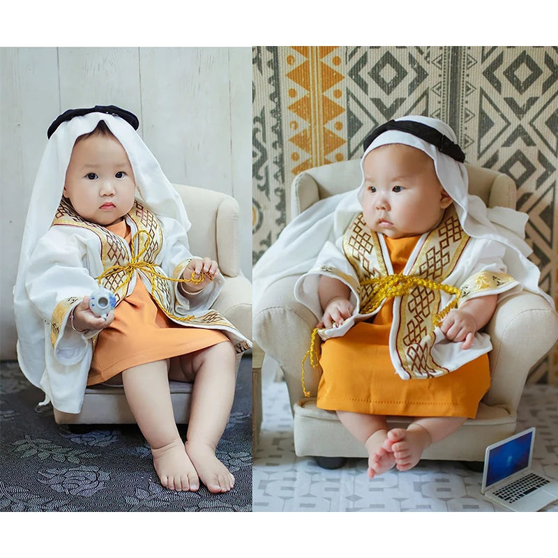 Arabian Robe Baby Infant Photography Clothing Sets Outfits Muslim Head Scarf Robe 3pcs/Set Toddler Souvenir Pictures Photo Props