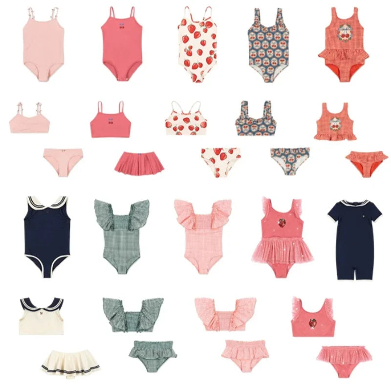 Kids Swimwear for Girls KS Brand New Summer Baby Swimsuit Cute Cherry Kids Outfit Set Holiday Beach Bikini Children Clothing