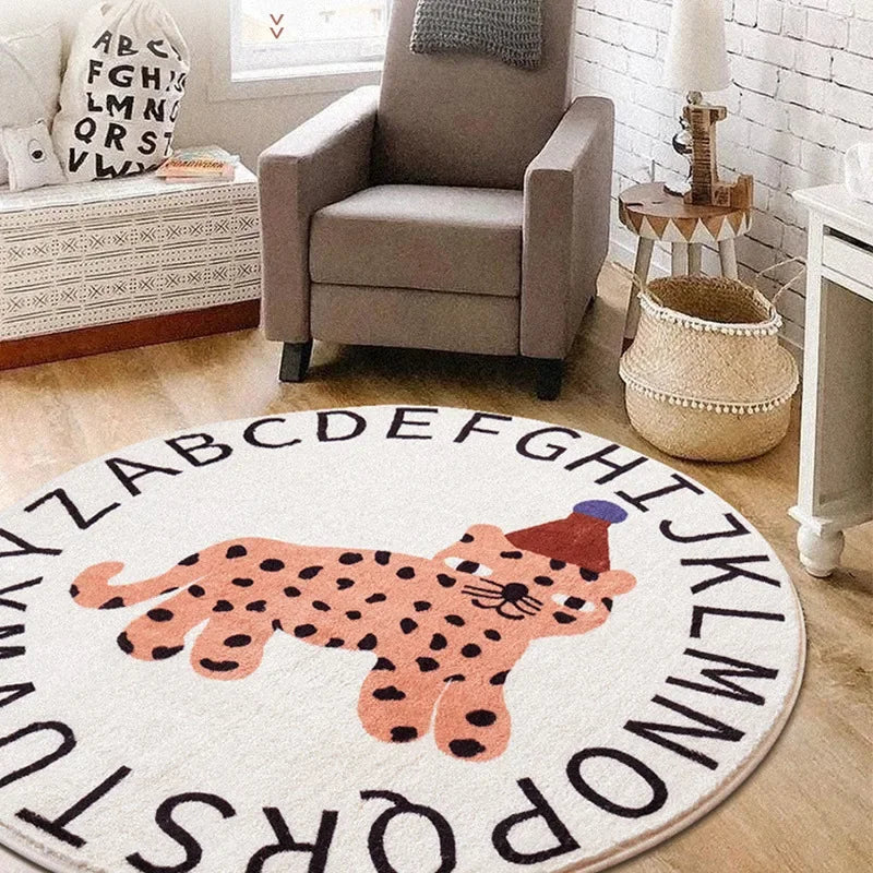 Rainbow cartoon Round Carpet Bedroom Animal Non-slip bedside area carpet Soft plush children's play mat Comfortable home decor