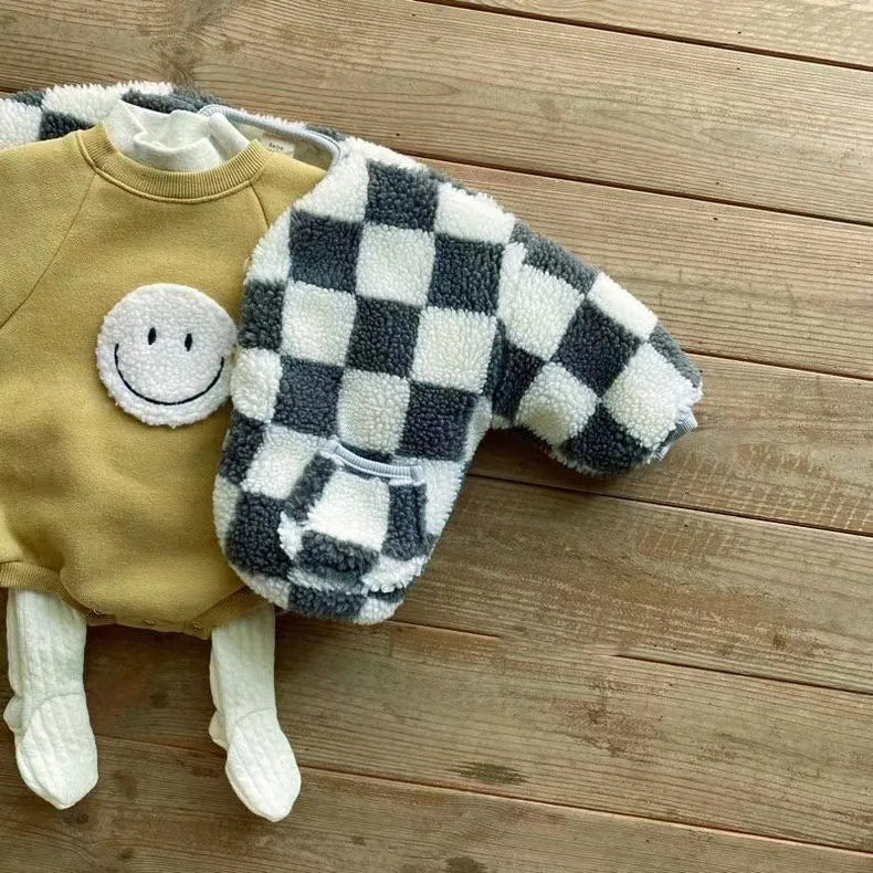 2024 Autumn Winter Plush Baby Coats Baby Thicken Lamb Plush Cotton Jacket For BoysGirls Outdoor Windproof Baby Winter Clothes