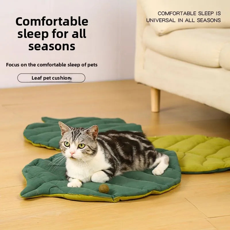 1/2PCS Leaf Shaped Cat Bed and Pet Mat Soft Washable Reversible Non-Slip Cushion for Cats and Dogs Indoor Travel Camping Pet Bed