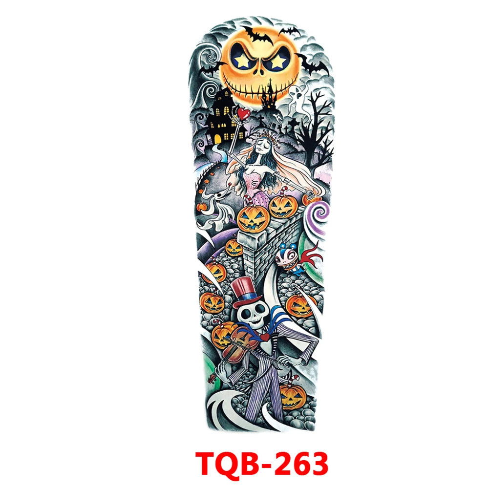 Large Arm Sleeve Tattoo Rose Gear Clock Eye Waterproof Temporary Tatto Sticker Lion Wolf King Body Art Full Fake Tatoo Women Men
