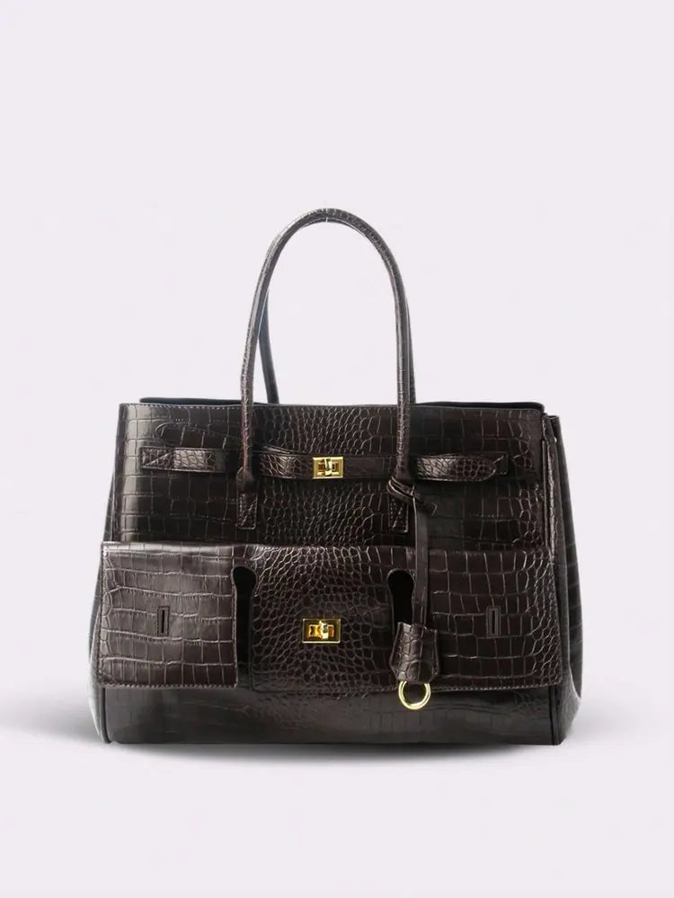 Luxury Leather Diaper Bag For Women Minimalist Design Handbag Elegant Classic Commuter Large Capacity Bag