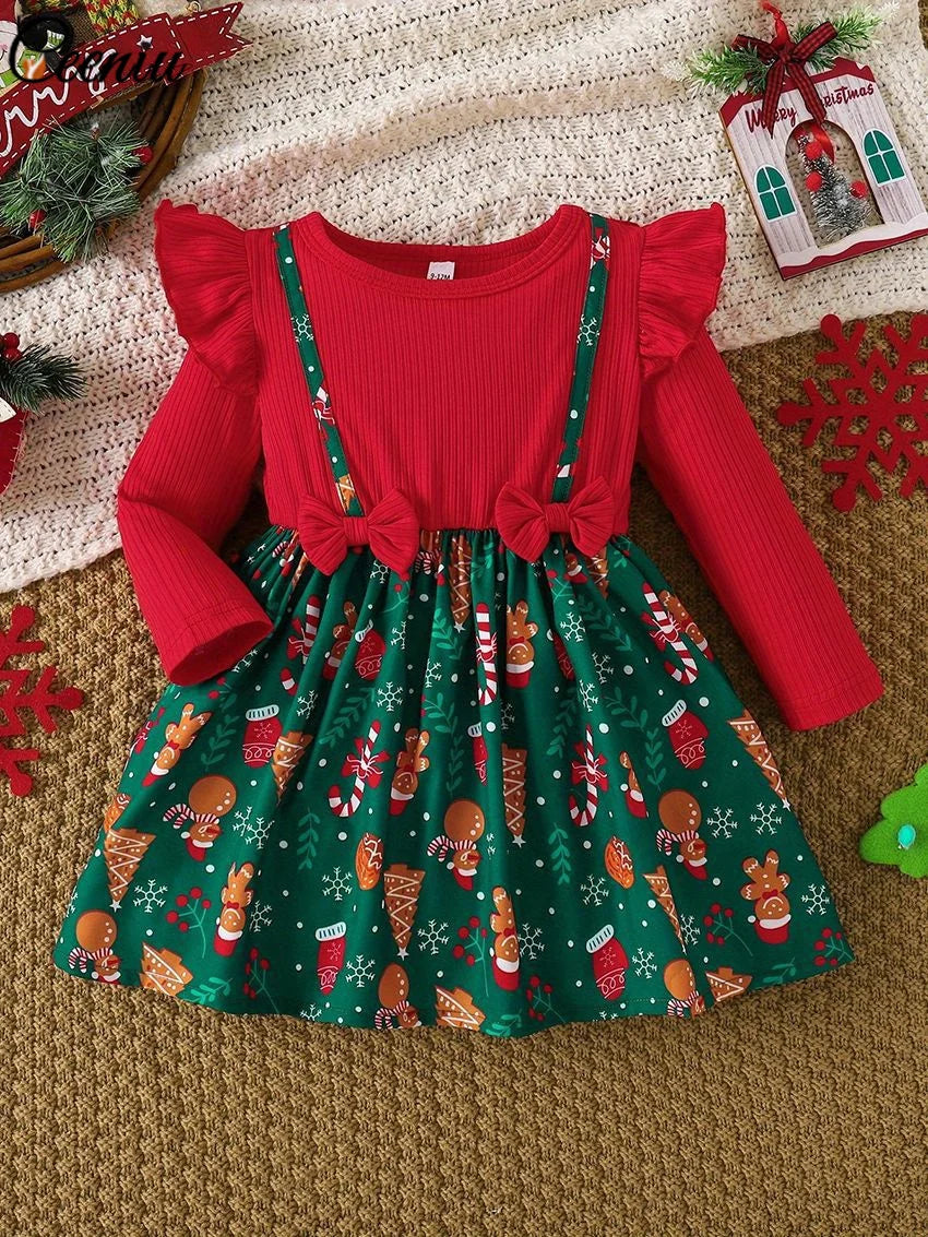 Baby Dress For New Year Green Tree Print Xmas Christmas Dress For Newborns Toddler My First New Year Girls Costumes