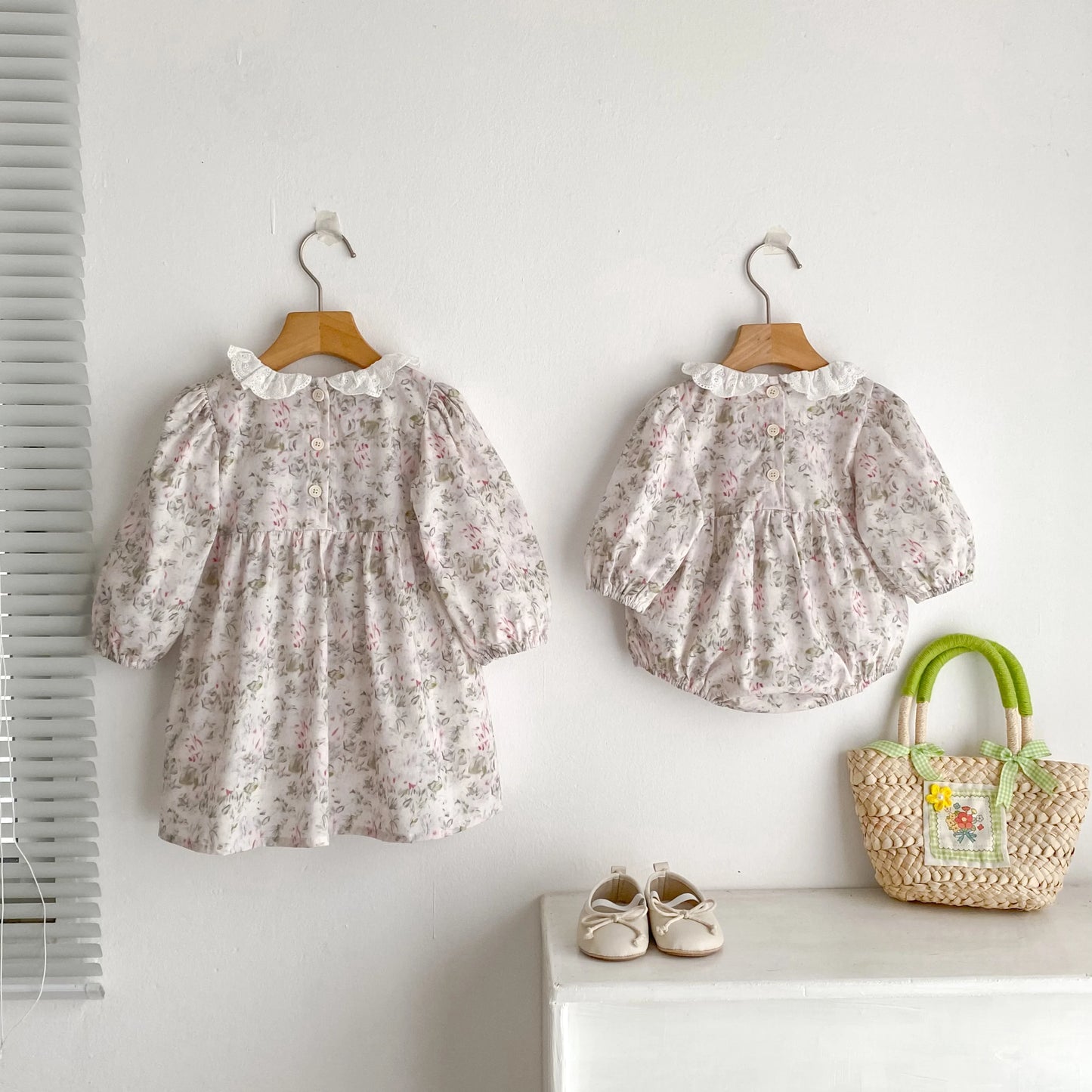 0-6Y Family Sister Matching Flower Dress Newborn Baby Girl Jumpsuit Sisters Clothes Princes Cotton Baby Dress Autumn Baby Dress