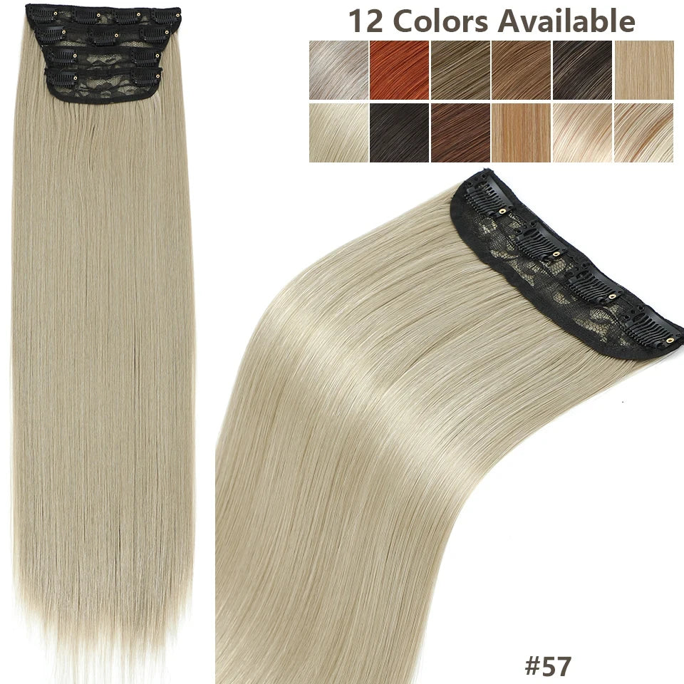 24Inches 200Grams M888 Ombre Blond 27/613 4Clips In Straight Hair Extensions Bio Heat Resistant Soft Nature Synthetic Hairpieces