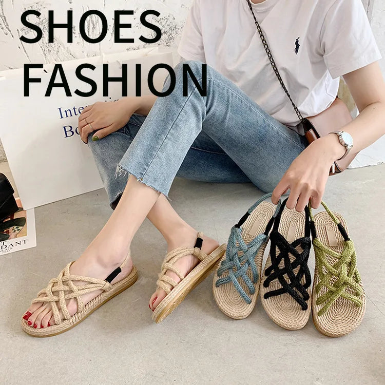 Woman Sandals Shoes Braided Rope with Traditional Casual Style and Simple Creativity Fashion Sandals Women Summer Shoes Zapatos