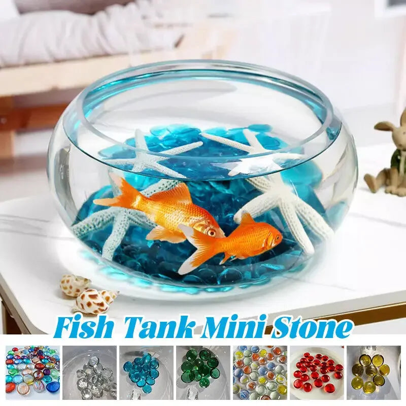 100% Natural Round Clear Quartz Crystal Bulk Tumbled Stone Mini Colourful Flat Stone Ornament Fish Tank Aquarium Decorations