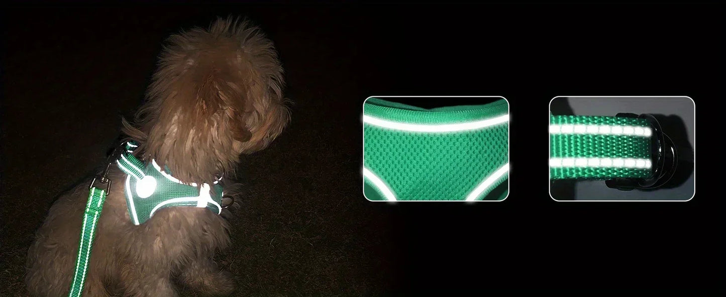 Ultimate Comfort Reflective Step-In Dog Harness and Leash Set - Soft Padded Breathable Mesh Vest,Ensure Safe Walking