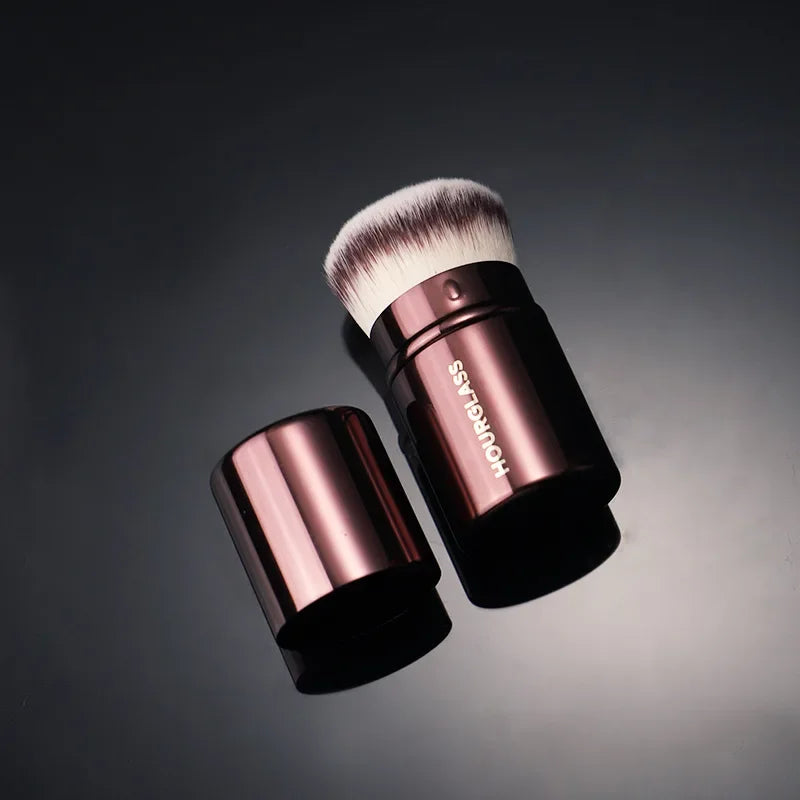 Retractable Kabuki Brush Dense Synthetic Hair Short Travel-Sized Foundation Powder Contour Makeup Brush Cosmetic Tools