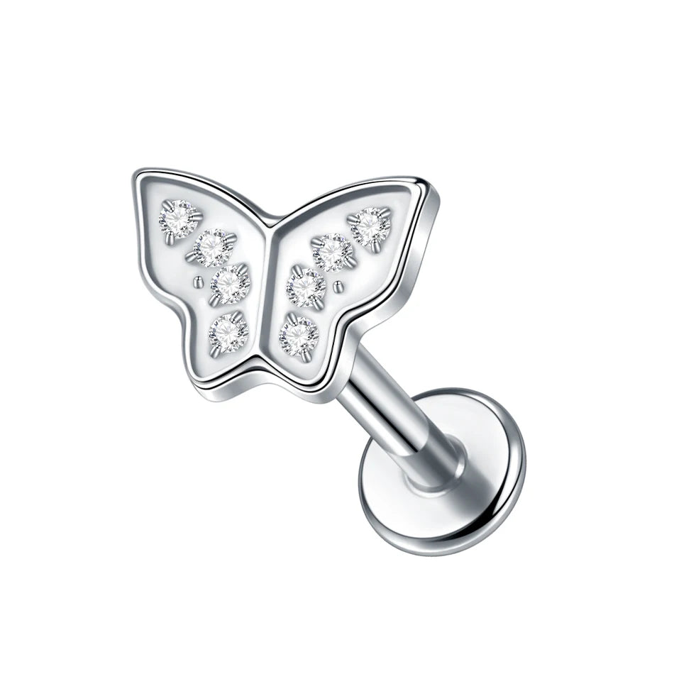 1/5PCS Titanium 16G Tragus Daith Helix Lobe Ear Piercing for Women Leaf Star Zircon Cartilage Stud Earring Piercing Jewelry Gift