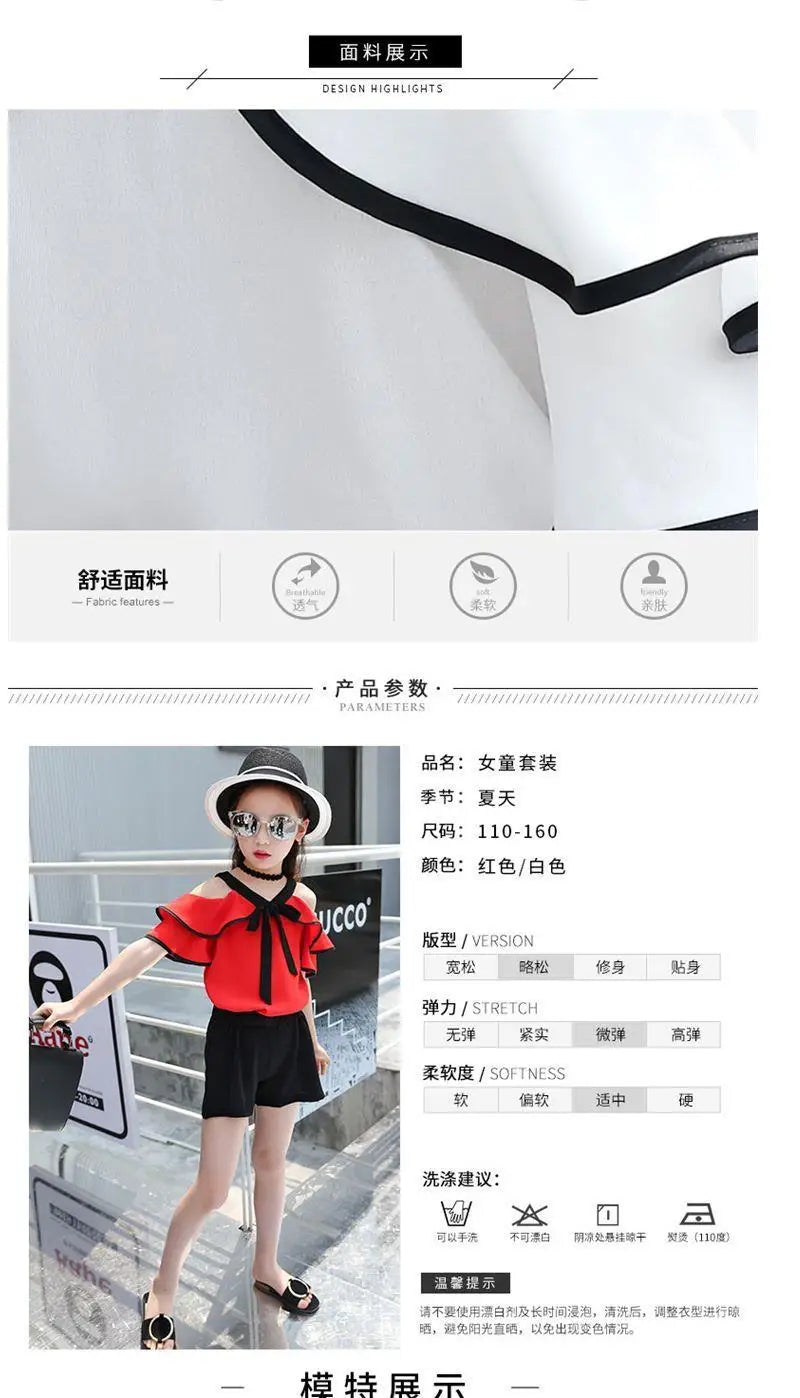 Outfit for Girls 10 To 12 Years Summer 2024 Girls Clothing Sets Kids T-shirt+Shorts Suits Short Sleeve Children Fashion Kids Set