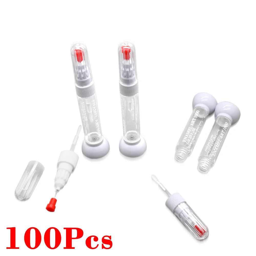 Kimcci Dotted Pen+Drawing Pen Nail Art Tools 2 IN 1 100pcs/lot  Needle Brush Dual-use Empty Bottle