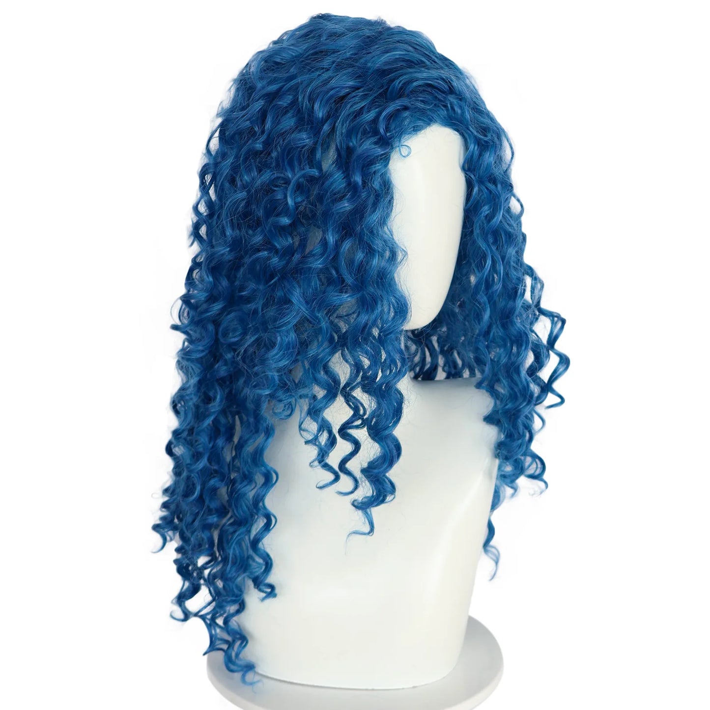Blue Curly Cosplay Wig, Medium Length Synthetic Hair for Women, for Cosplay & Halloween