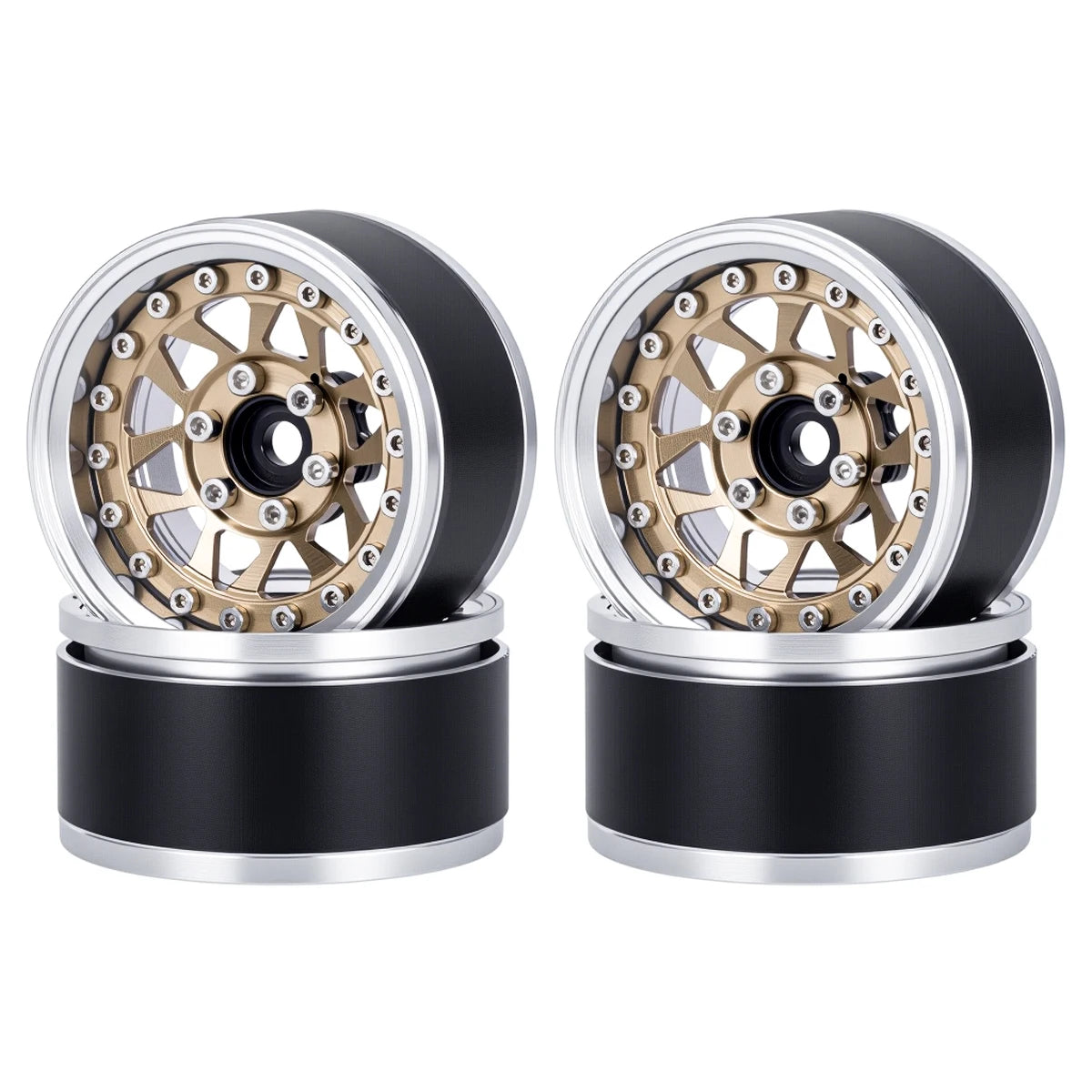 4Pcs 1.9 Aluminum Beadlock Wheel Rims Adjustable Offsetfor 1/10 RC Crawler Car TRX4 TRX6 SCX10 90046 GEN7 8 D90 Upgrade Parts