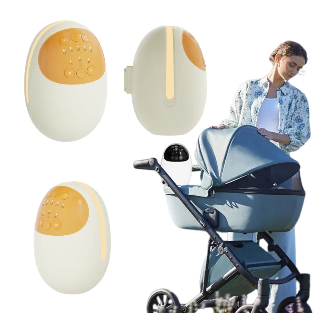 Baby Stroller Rocker Rechargeable 1800mAh Battery With White Noise Soothing Sounds LED Breathing Light 3 Timer Mode