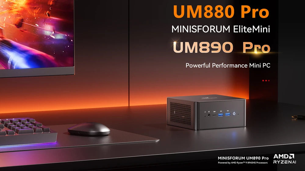 MINISFORUM UM890 UM880 Pro AMD Ryzen 9 8945HS R7 8845HS Mini PC Gaming 2*USB4.0 2*DDR5 2*PCIE4.0 Window11 Desktop Computer WiFi6