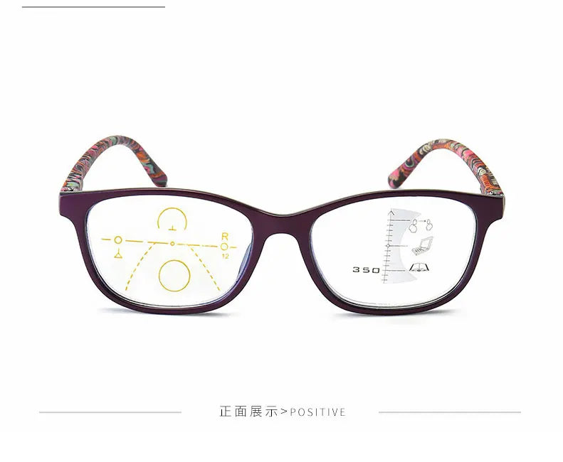 Progressive Multifocal Reading Glasses Women Anti Blue Light Presbyopia Eyeglasses Computer Eyewear Look Near Far +1.0 To +4.0