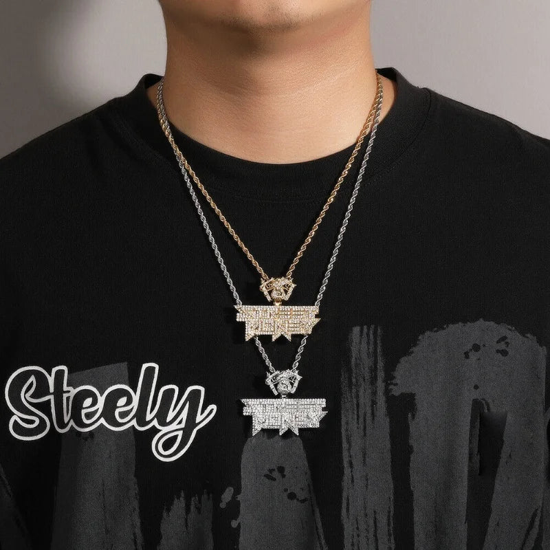 Men's Jewelry, Essential for Parties New Fashionable Hip Hop Dual Gun Money Letter Pendant Necklace
