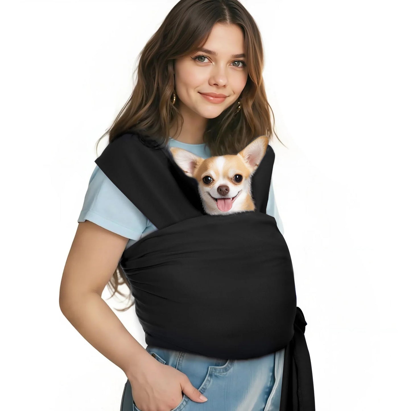 Pawaboo Pet Sling Carrier for Small Dogs and Cats Hands Free Dog Carrier Sling Anti-anxious Soft Cotton Front Facing Cat Carrier