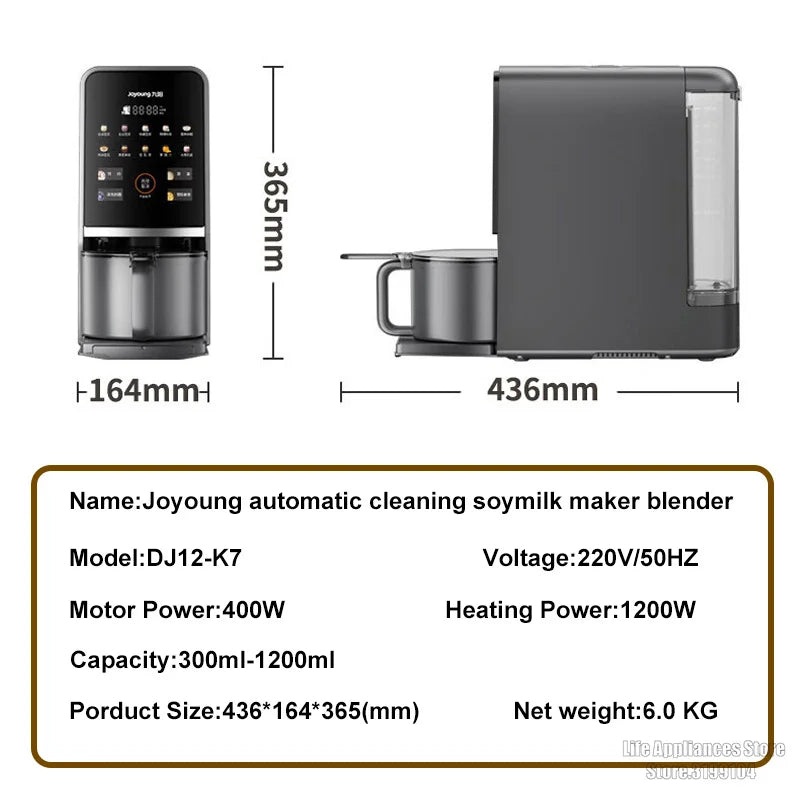 Joyoung K7 Electric Blender Auto Clean Soymilk Maker Multifunction Food Processor Mixer 1200ML Soybean Milk Machine