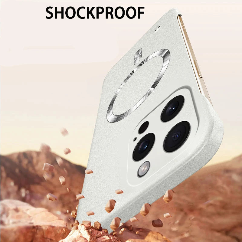 Magnet Frameless Sand Rock Matte Case For Magsafe iPhone 17 Air 16 16E 15 14 13 12 11 Pro X XR XS Max Plus Mini Ultra Thin Cover