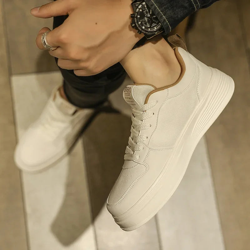 Men's Casual Sport Shoes Thick Bottom Invisible Heightening 10cm Rubber Outsole Synthetic Upper Breathable Lace-Up Sneakers