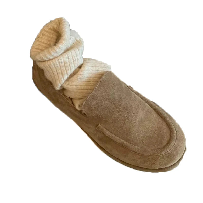 Loafers Shoes for Women Fashion Dress Flats Sport Shoes Suede Casual Warm Winter Boots 2025 New Cozy Walking Femme Snow Botas