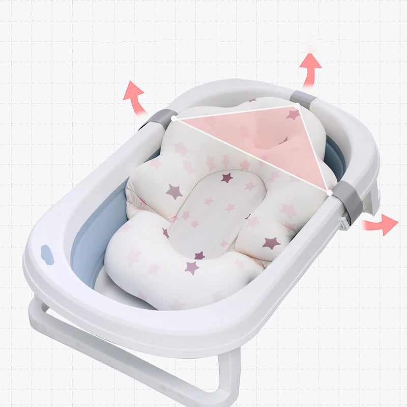 Baby Bath Seat Support Mat Newborn bath Tub Seat Baby Bath Tub Nonslip Pad Safety Bath Support Soft Cushion Mat Pillow 54x41cm