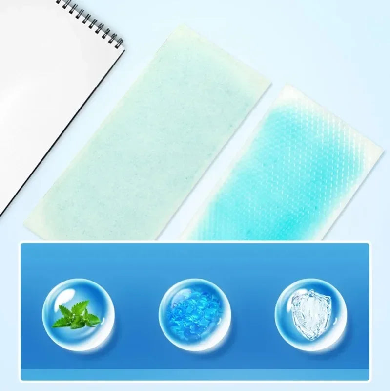 5-1Pairs Summer Ice Gel Cooling Patches Headache Pain Relief Fever Forehead Strip for Summer Cool Lower Temperature Ice Stickers