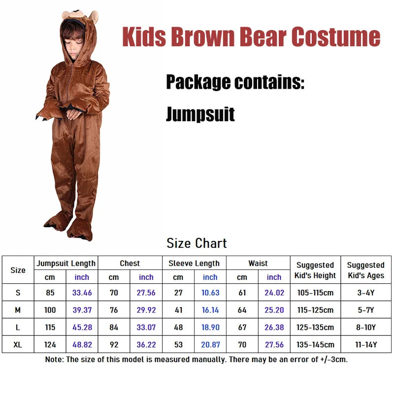 Unisex Boys Girls Jumpsuit Animal Halloween Costumes Bodysuit Kids Purim Party Fancy Dress Up Clothing Set