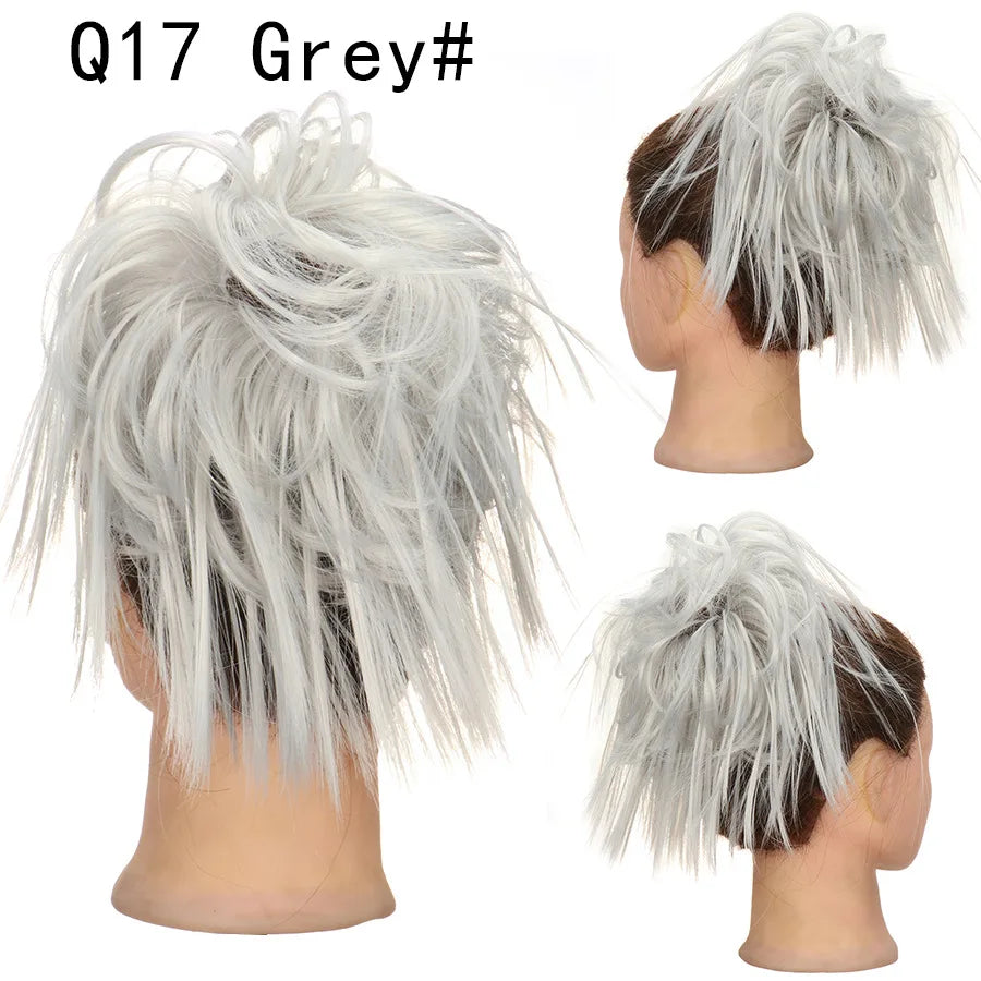 Synthetic Hair Bun Extensions Messy Curly Elastic Hair Scrunchies Hairpieces Synthetic Chignon Donut Updo Hair Pieces for Women