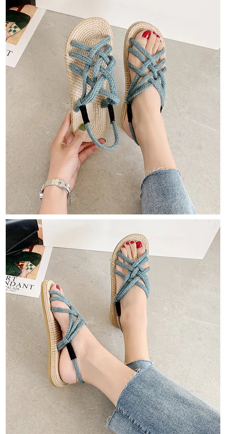 Woman Sandals Shoes Braided Rope with Traditional Casual Style and Simple Creativity Fashion Sandals Women Summer Shoes Zapatos