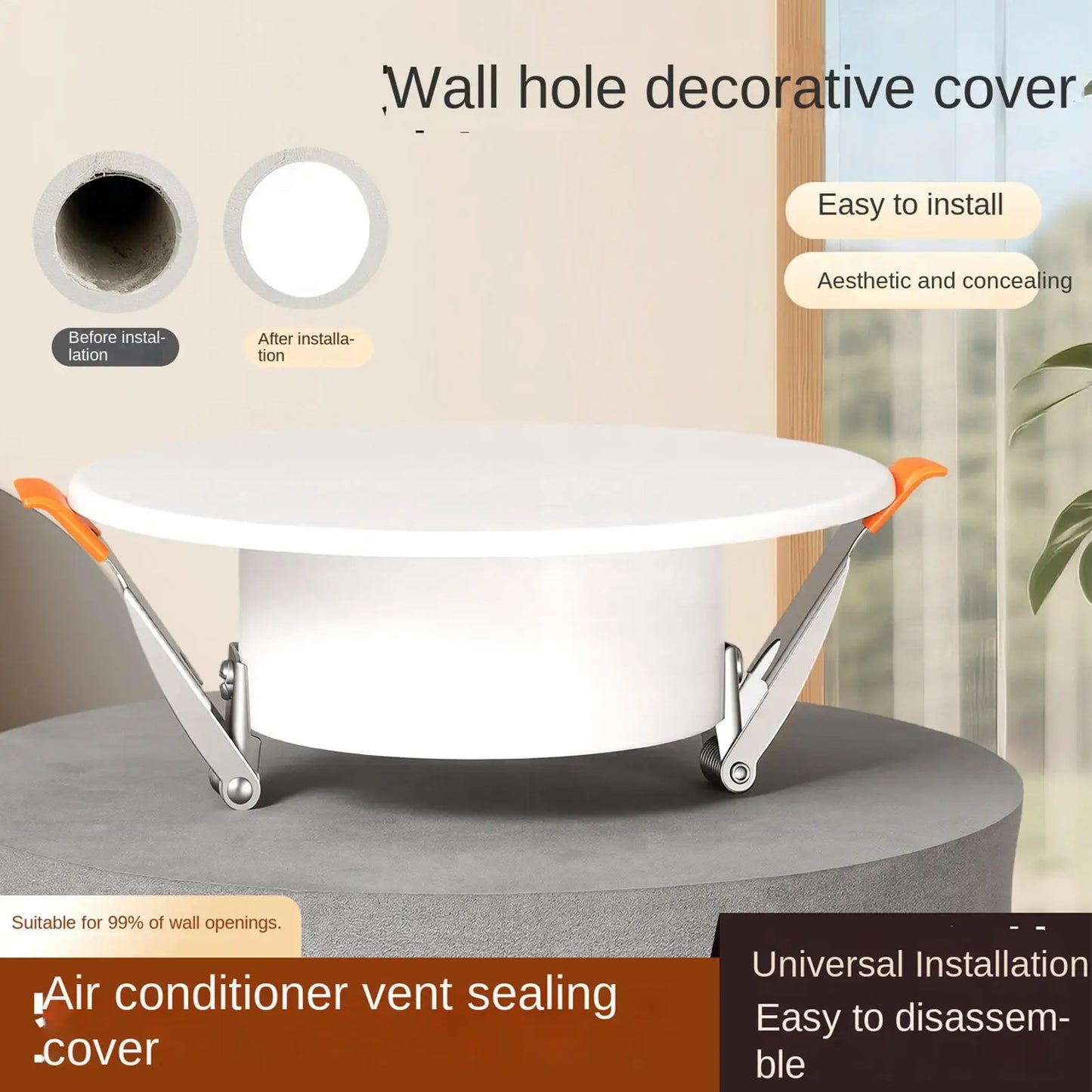 Ceiling Hole Cover Plate 1PC Decorative Round Panel Buckle Design Wall Mounted Hole Repair for Home Kitchen Living Room