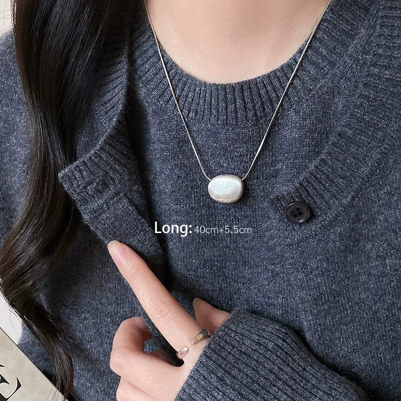 VENTFILLE  925 Sterling Silver Black Agate Necklace for Women Girl Snake Bone Chain Water Drop Jewelry Gift Dropshipping