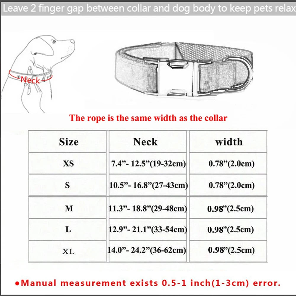 Customized Dog Collar Set Free Personalized ID Name Tel Engraving Name for Small Medium Large Dogs Adjustable Dog Leash