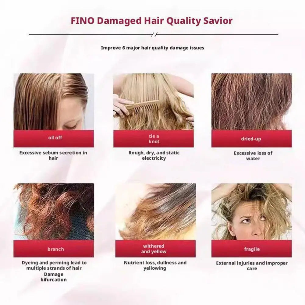 Fino Hair Conditioner Shampoo Hair Mask For Oil Control Volumizing Smoothing Repairing Damaged Frizzy Hair Soften Hair Care Tool