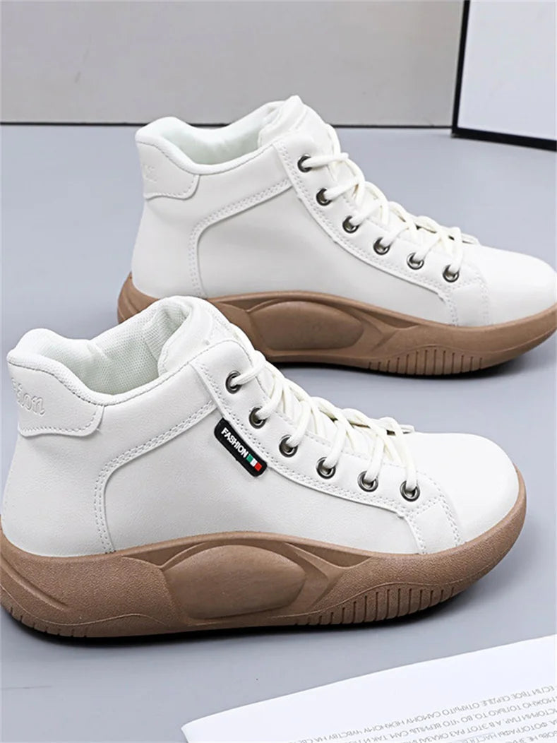 CINESSD Version of High-top Shoes for Female Students Trend of Casual Running Shoe Comfortable Lace-up Sneakers Female Shoes