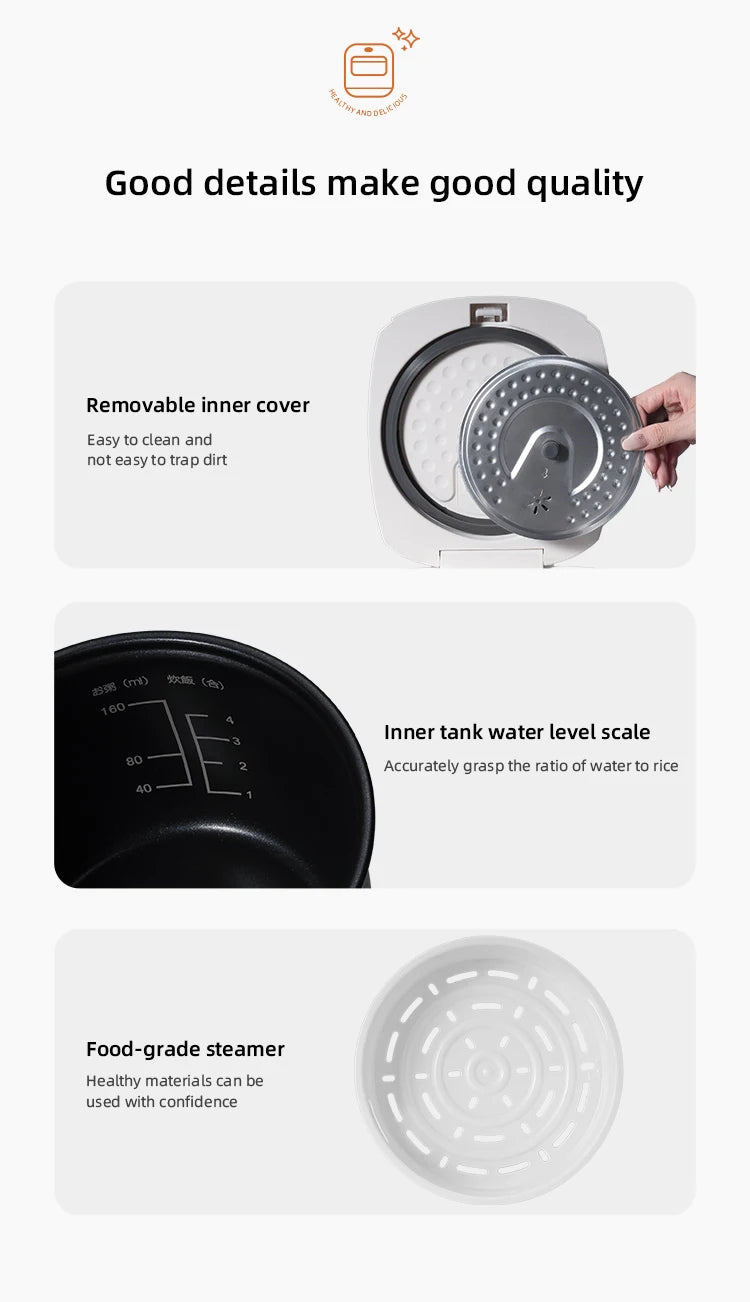 Electric Rice Cooker Smart Multifunction Rice Cooking Machine Non-stick Liner For Food Warmer 2L Automatic Household Rice Cooke