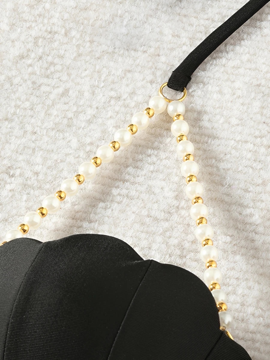 Halter Solid Bikinis 2026 Women Sexy Shell Swimsuit Push Up Pearl Swimwear Female Bathers Bathing Swimming Swim Suit Beachwear