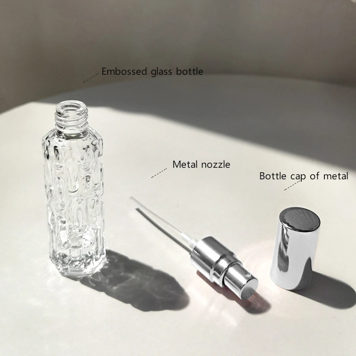 Perfume Bottle 1pc 10ml Glass Spray Bottle Aluminum Line Mist Sprayer Head Perfume Dispenser Bottle Press Empty Bottle Travel